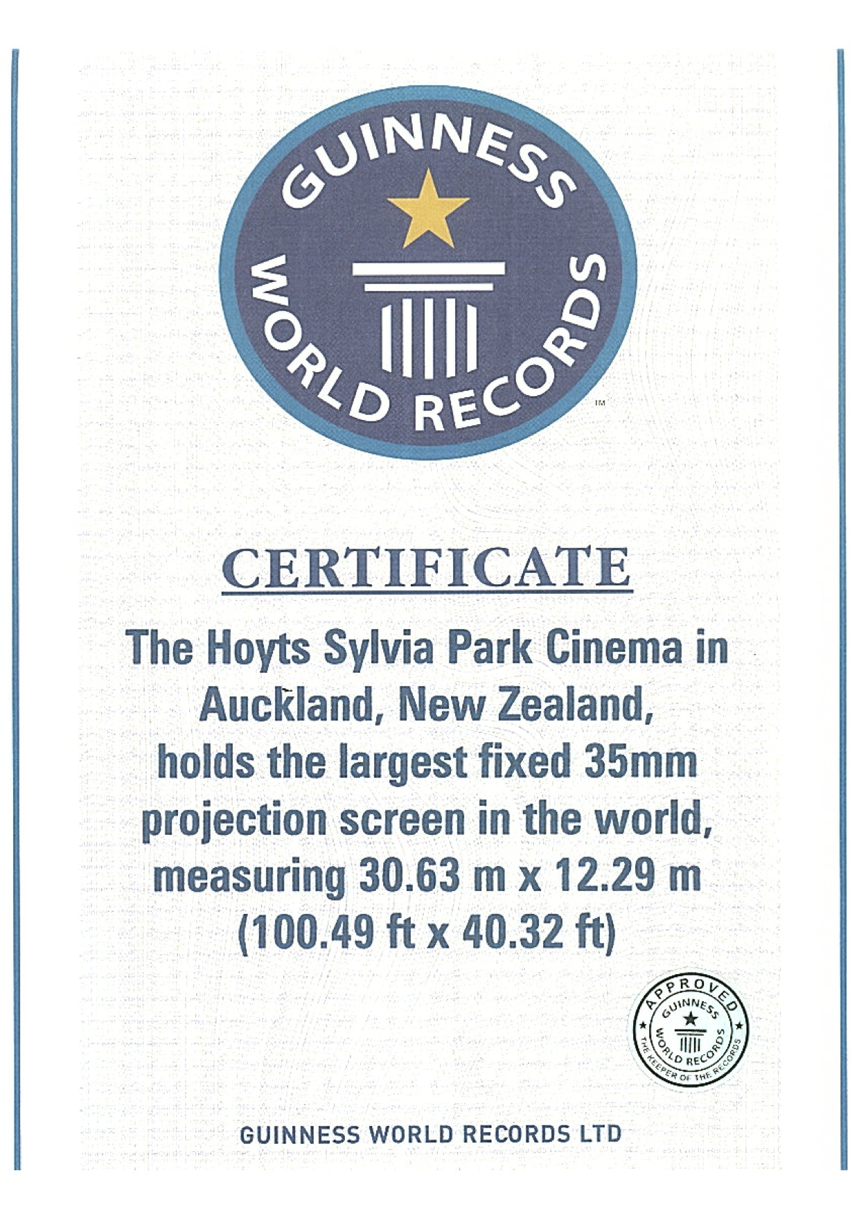 Guinness Certificate - Specialty Cinema Throughout Guinness World Record Certificate Template